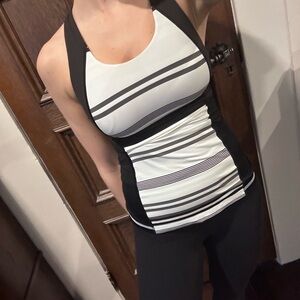 lululemon athletica Black and White Striped Tank Top